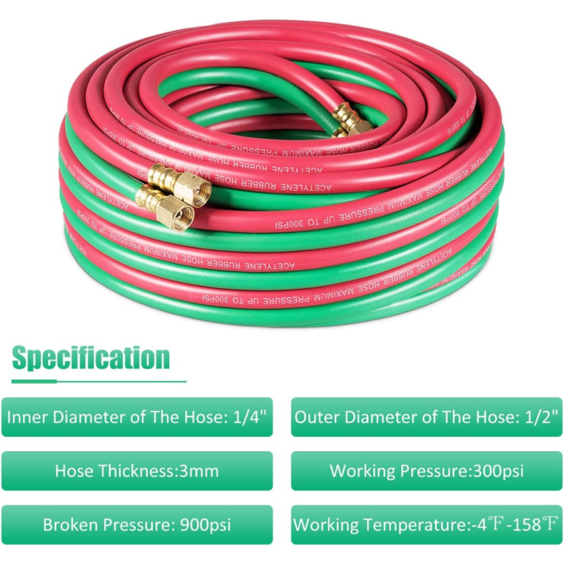 OXY-ACE Tyelene 300-PSI Twin Hose W/Fitting 1/4"x328'' BEST WELDS